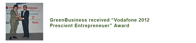 GreenBusiness received Vodafone 2012 Prescient Entrepreneuer Award